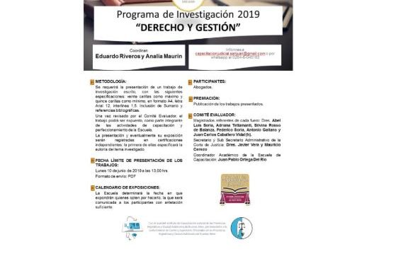 Programa de Investigación 2019 «Derecho y Gestión»