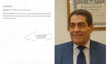 Parte médico oficial de la operación al Presidente de la Corte de Justicia