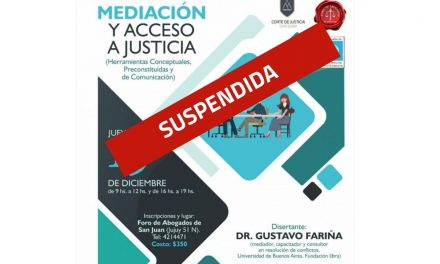 Suspendida la capacitación en Mediación y Conciliación