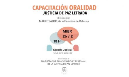 Justicia de Paz: recibirán capacitación en oralidad