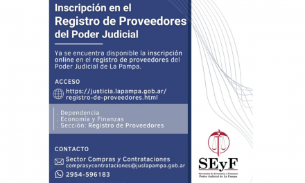 La Pampa: inscripción el el Registro de Proveedores Judiciales