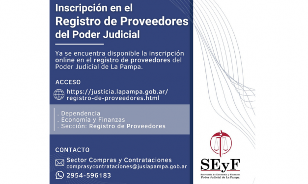 La Pampa: inscripción en el Registro de Proveedores Judiciales