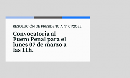 RESOLUCIÓN DE PRESIDENCIA Nº 61/2022